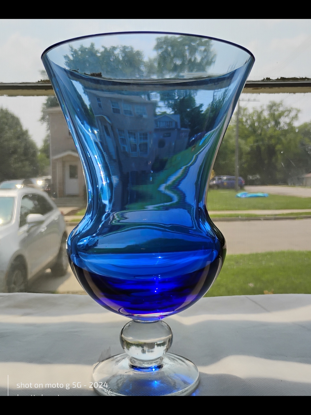 Krosno Poland MCM Vintage Blue Art Glass Vase – 9.5"